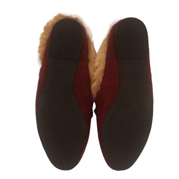 a new day Size 8.5 Women’s Rene Burgundy Flats Slide On Faux Suede & Fur Lining - Picture 6 of 11